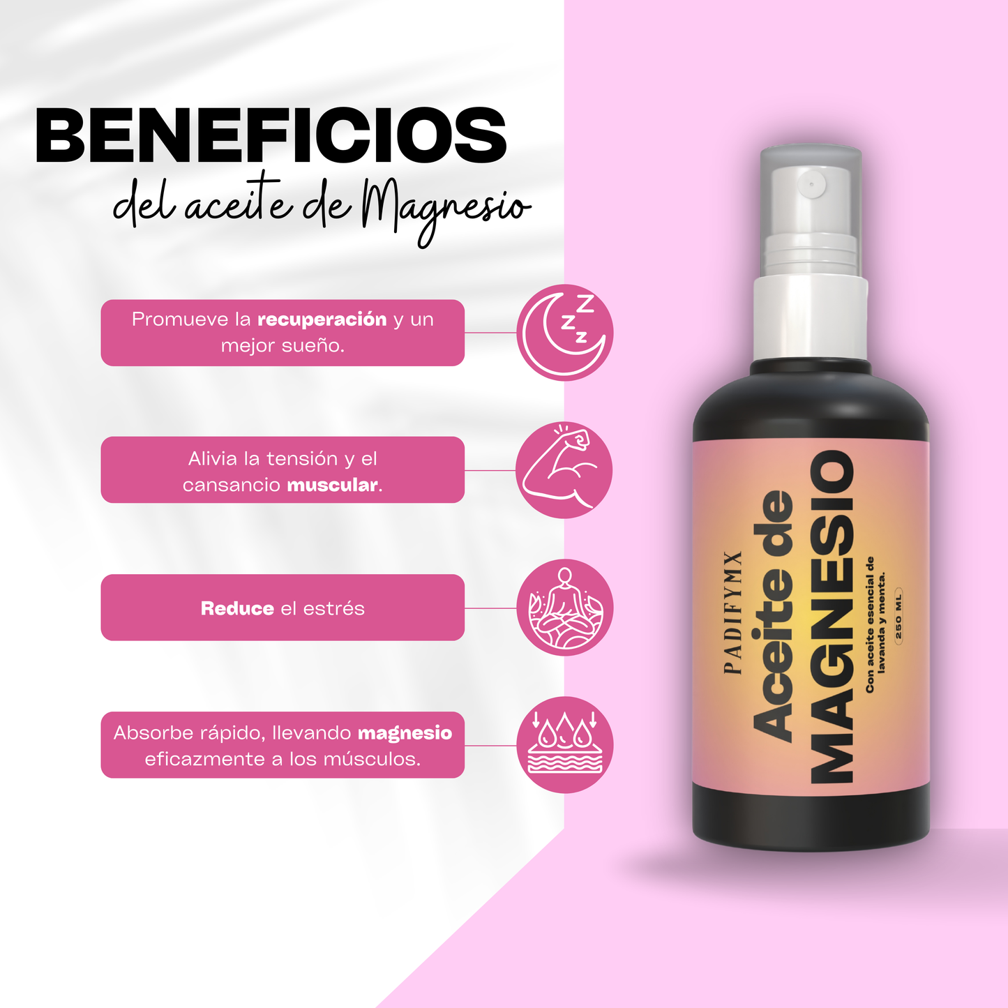 Aceite de Magnesio con aceite esencial de Lavanda y menta.