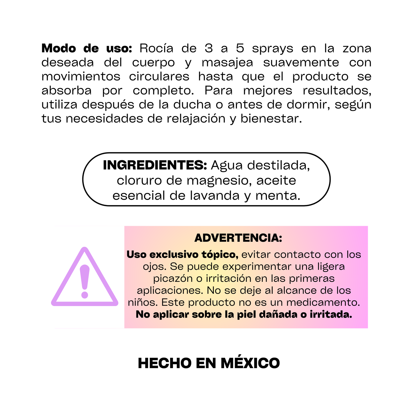 Aceite de Magnesio con aceite esencial de Lavanda y menta.