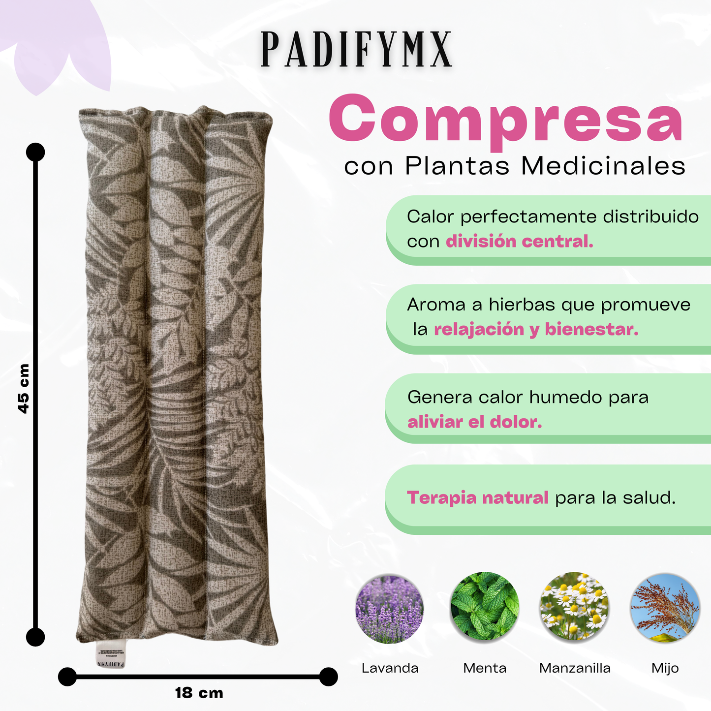 Compresa de semillas terapeutica para microondas Verde/palmeras