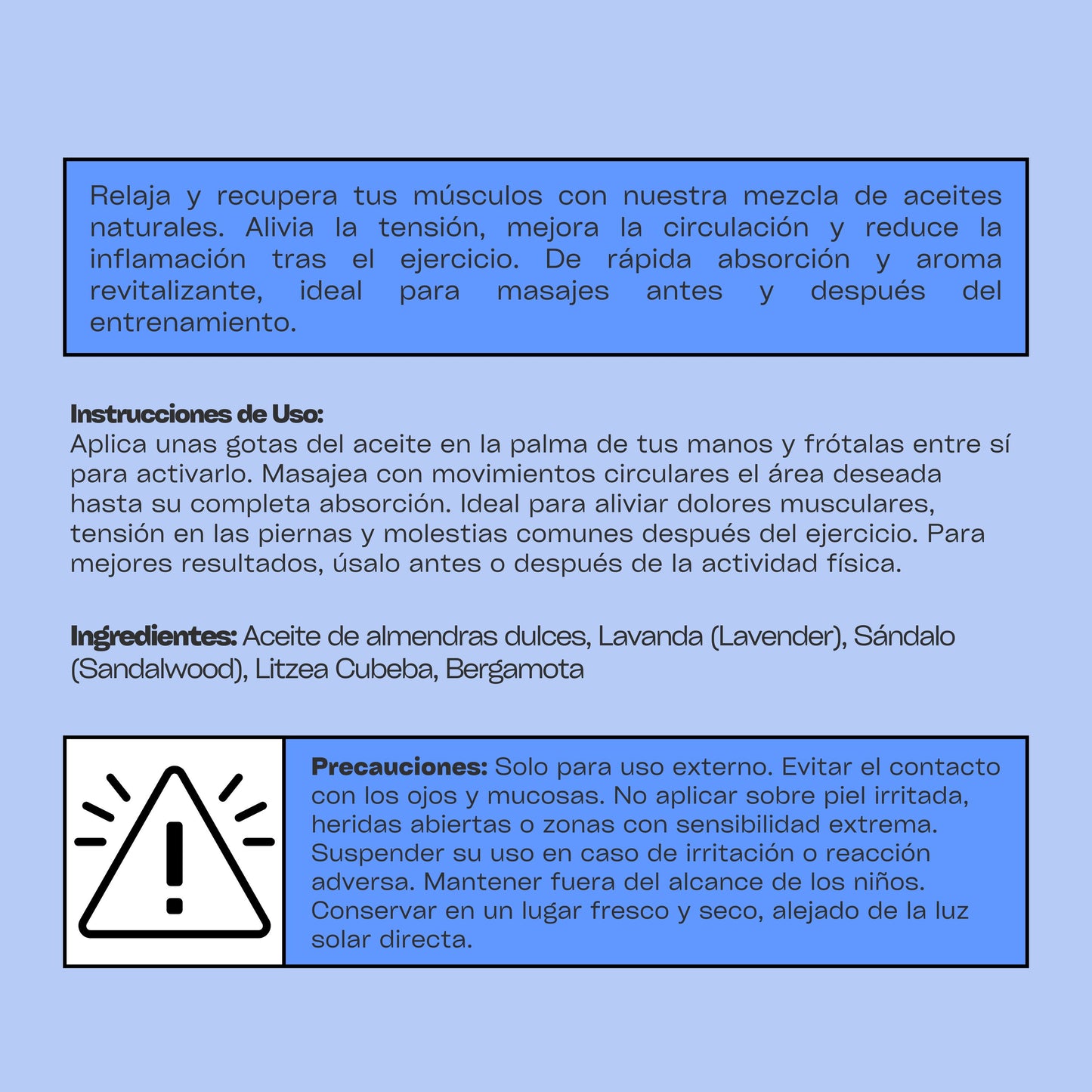 Aceite de masaje muscular